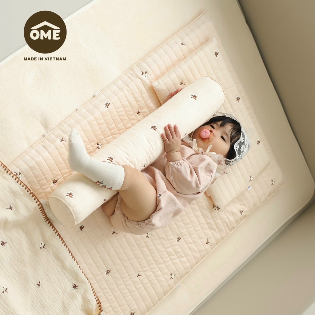 Gối ôm chần li thêu phong cách Hàn Quốc 60x12cm OME cao cấp