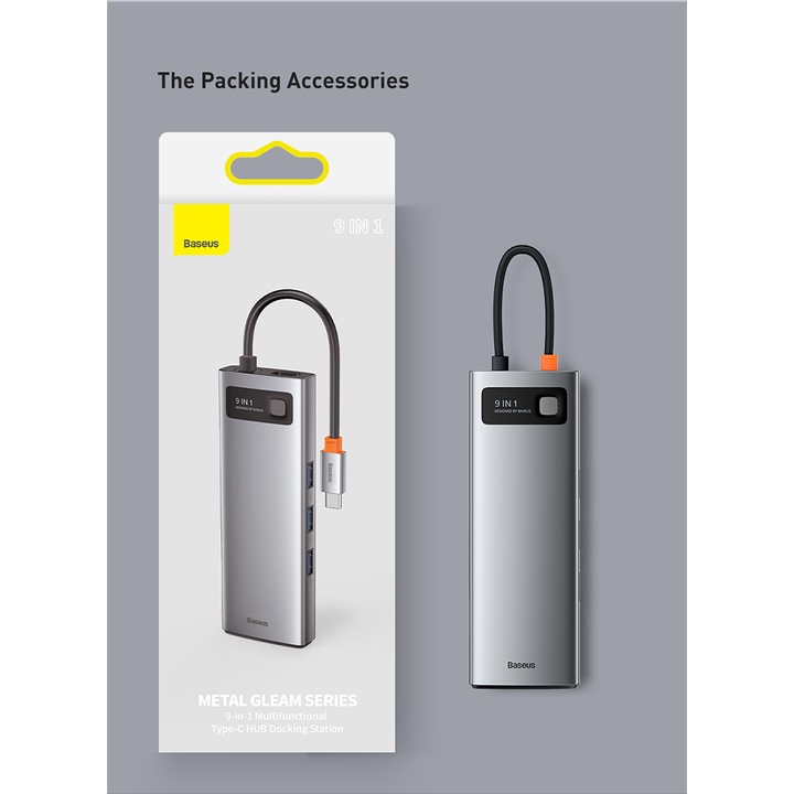 Bộ Chuyển đổi 9 in 1 đa năng BaseusHDMI 4K ,VGA ,LAN ,USB 3.0 , PD 100W,SD 2.0 Cho Laptop / Macbook / Samsung / Xiaomi | BigBuy360 - bigbuy360.vn