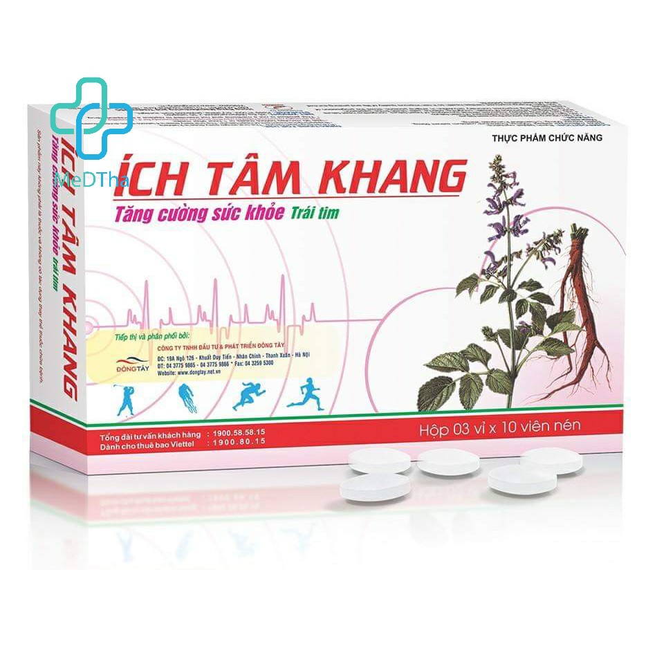 Ích Tâm Khang - Hỗ trợ Tăng cường Sức Khỏe Tim Mạch, Giảm Triệu Chứng Suy Tim, Khó Thở, Phù (Hộp 30 viên) [Chính Hãng]