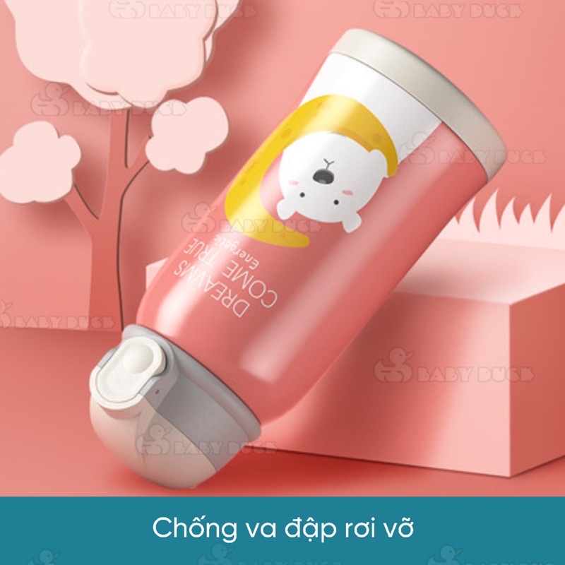 Bình uống nước giữ nhiệt cao cấp 550ml tặng kèm túi và phụ kiện ms1101692, bình đựng nước cho bé