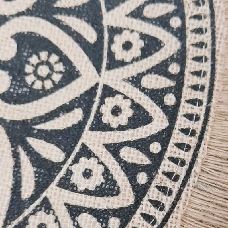 Tấm Lót Bàn Ăn Bằng Sợi Macrame Hình Tròn Họa Tiết Mandala Thiết Kế Tua Rua Cách Nhiệt Tiện Dụng