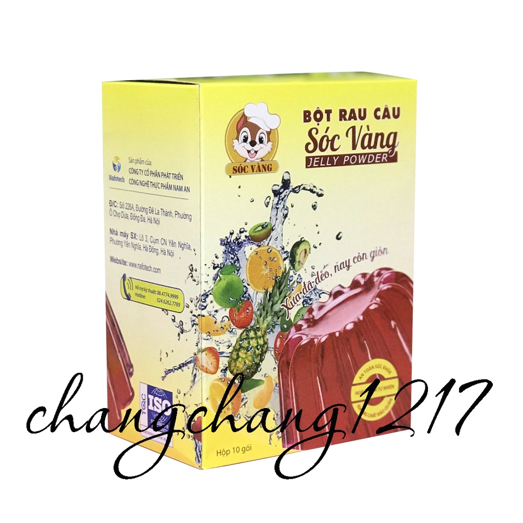 Bột Rau Câu Dẻo Giòn Sóc Vàng Hộp 10 Gói