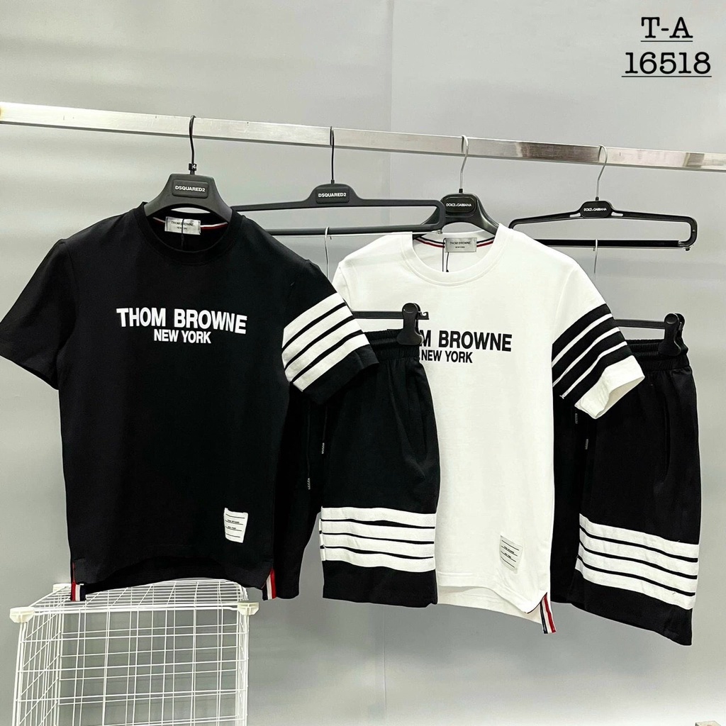 Bộ Thể Thao Nam Thom Browne Sọc Tay, Đồ Bộ Nam Chất Thun Cotton Cao Cấp