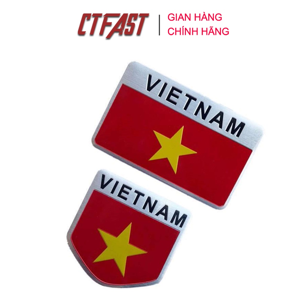 Combo 2 chiếc tem nhôm trang trí CTFAST in hình cờ Việt Nam