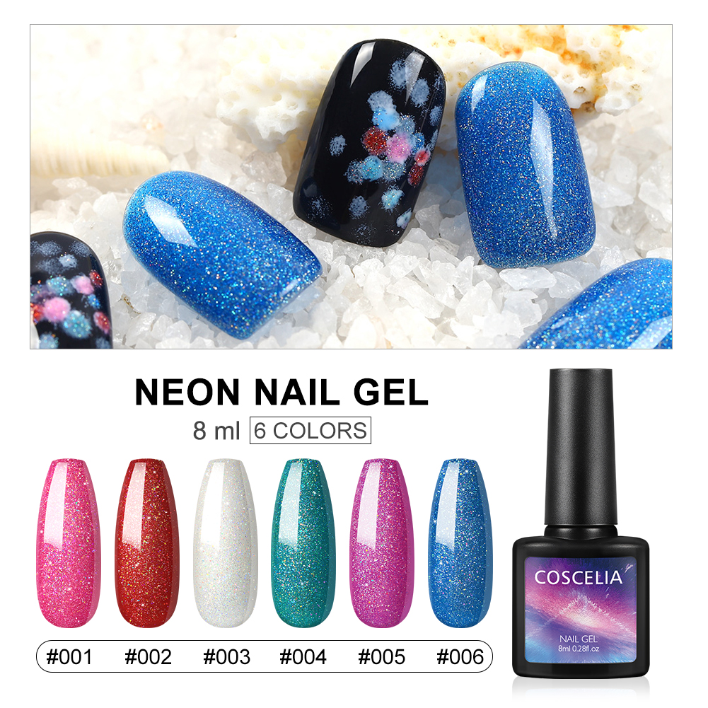 [Hàng mới về] Lọ Nước Sơn Móng Tay Kim Tuyến 6 Màu Tùy Chọn 8ml