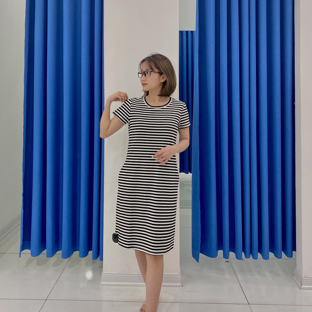 Váy thun nữ dáng suông Yody, Váy kẻ sọc chất cotton thoáng mát thời trang Mã VTN5046