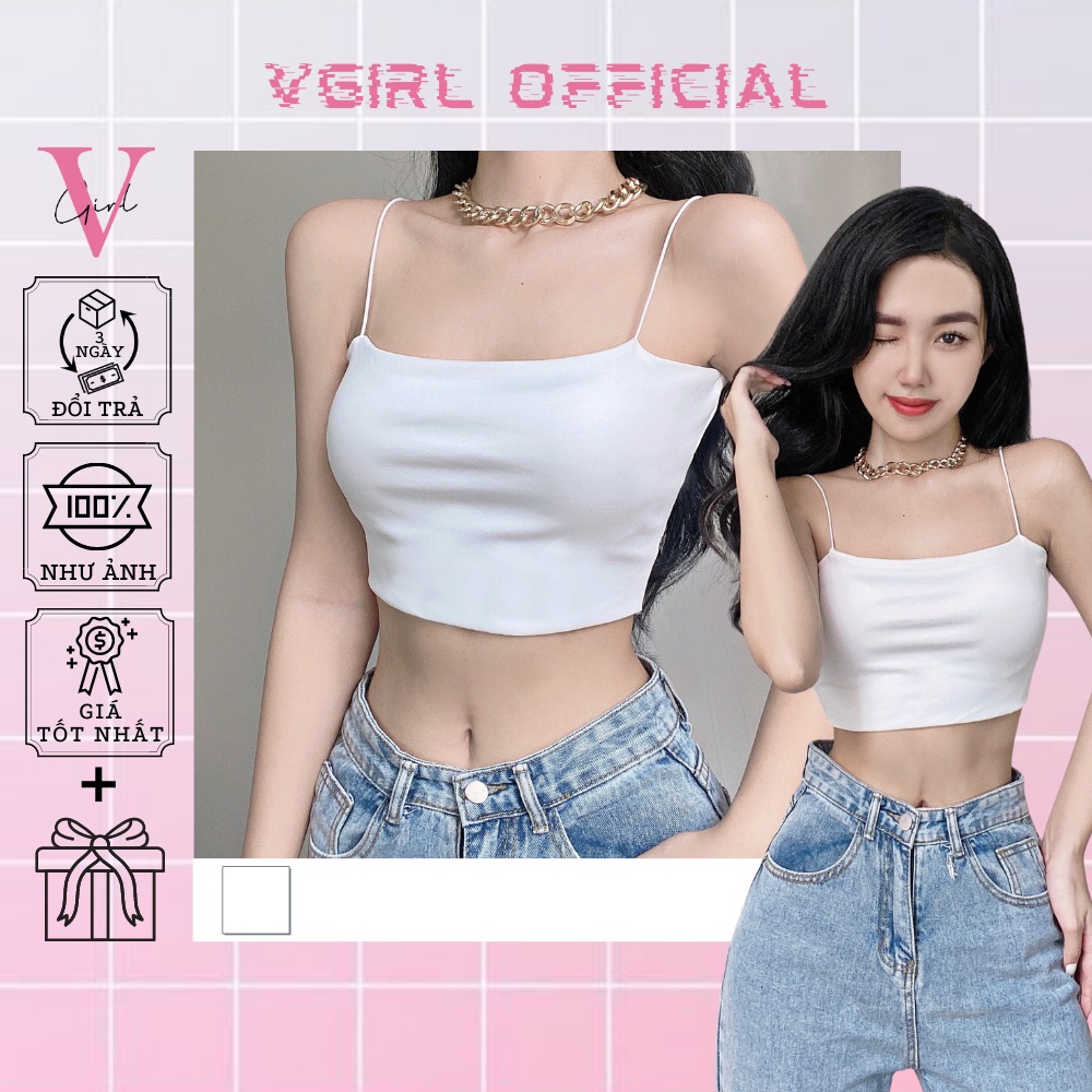 Áo Croptop dây bún Nữ VGIRL 2 lớp Basic dễ phối đồ [ẢNH ĐỘC QUYỀN]