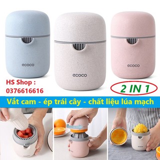 ( Bộ vắt cam ECOCO cao cấp ) Dụng cụ VẮT cam kiêm ÉP hoa quả trái cây 2in1 tiện lợi chất liệu nhựa LÚA MẠCH an toàn