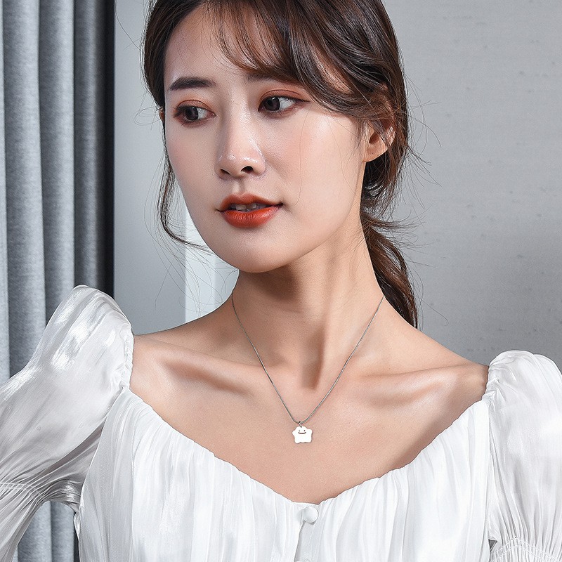 Dây Chuyền Thép Titan Mặt Hình Con Ma Dễ Thương Phong Cách Hip Hop Thời Trang Cá Tính F406