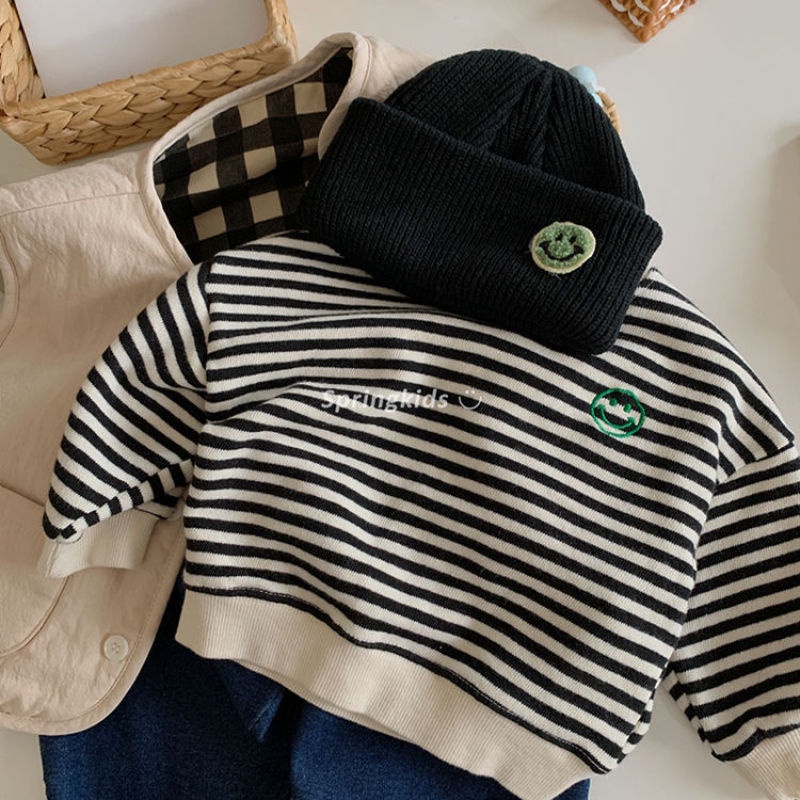 Áo Sweater kẻ sọc dáng rộng thời trang dành cho bé gái