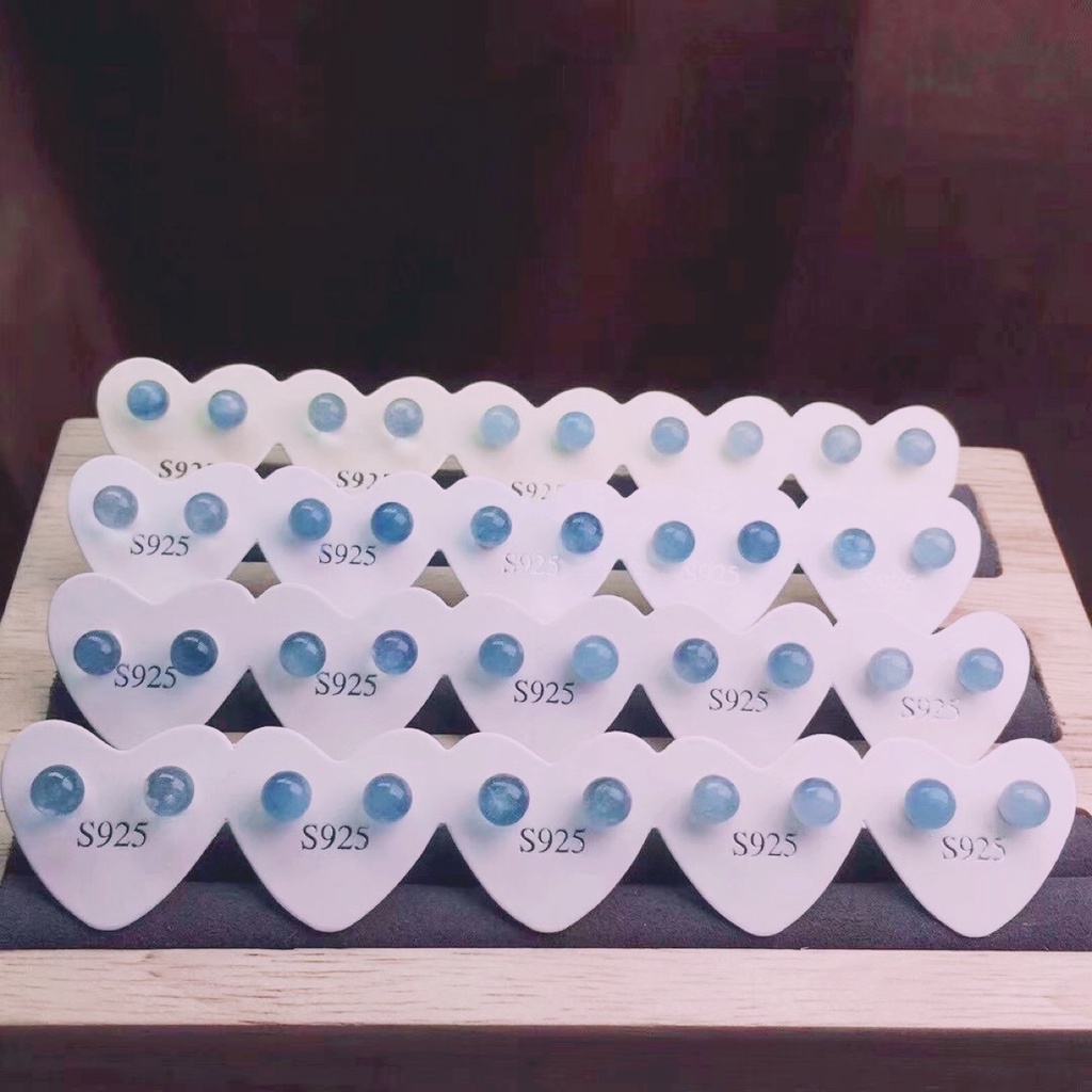 Aquamarine Bông Tai Pha Lê Đính Nơ Màu Xanh Biển Nhỏ Xinh Cho Nữ