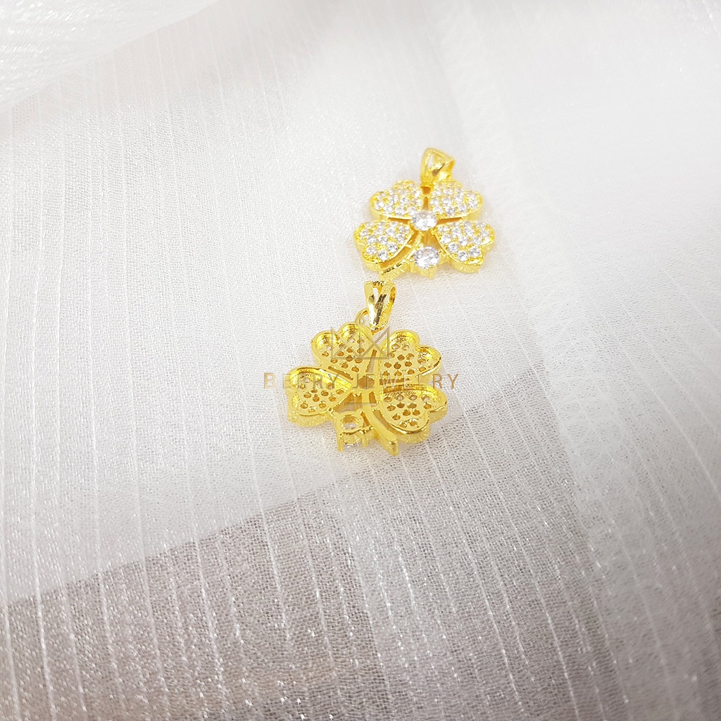 Mặt Dây Chuyền Nữ Mẫu Cỏ 4 Lá Lớn Màu Vàng Nhiều Đá Cực Sang B25MDC3 | Berry Jewelry