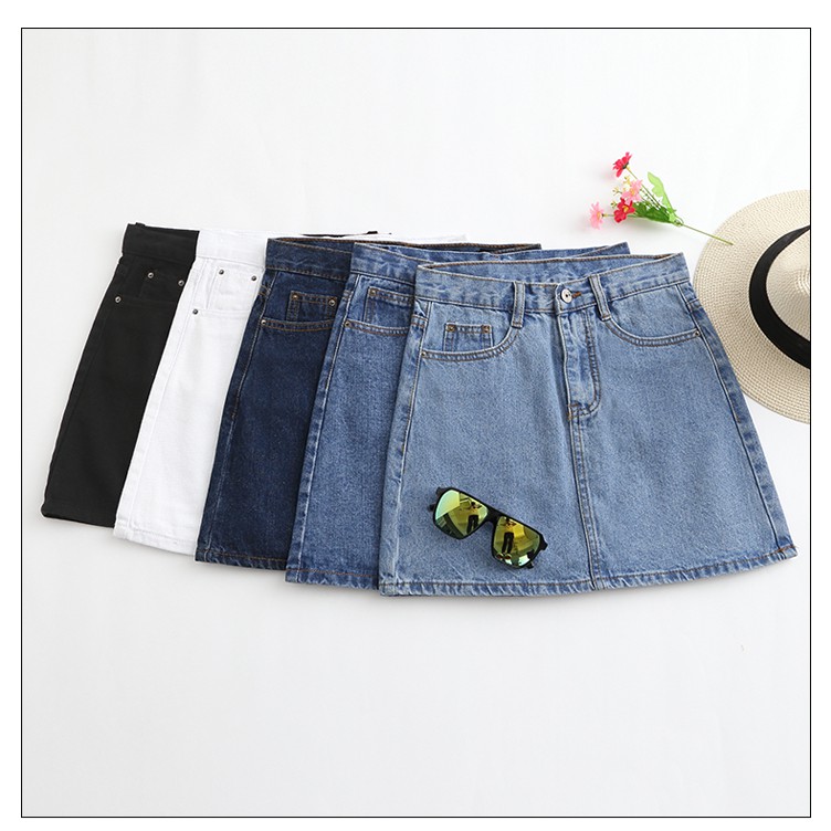 Chân Váy Denim Dáng Chữ A Lưng Cao Phong Cách Retro | BigBuy360 - bigbuy360.vn