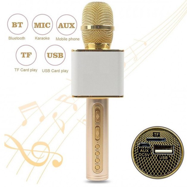 Mic Karaoke không dây SD-08 kèm loa bluetooth hàng loại 1 âm thanh cực chuẩn BH 6 tháng