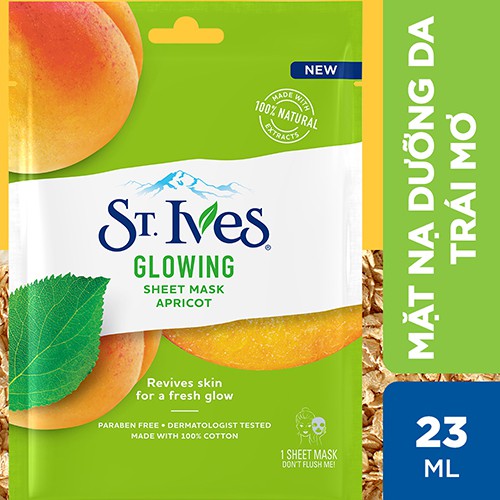 [Mã COSUI5 giảm 8% đơn 150K] Mặt nạ giấy dưỡng da St.Ives chiết xuất Trái Mơ Glowing Apricot 23ml