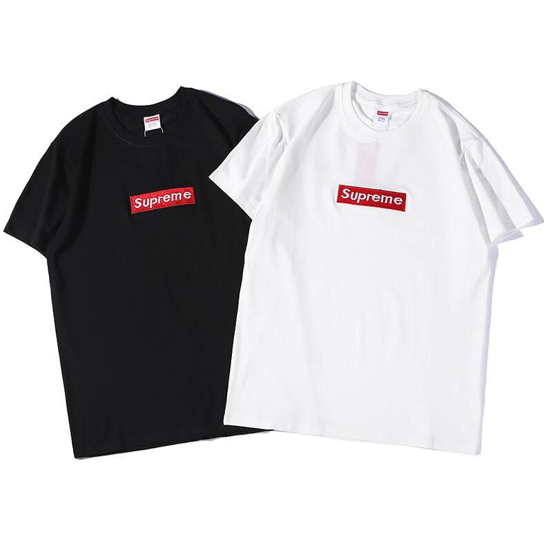 Áo Thun Cotton Tay Ngắn Thêu Chữ Supreme Thời Trang Cho Nam Và Nữ