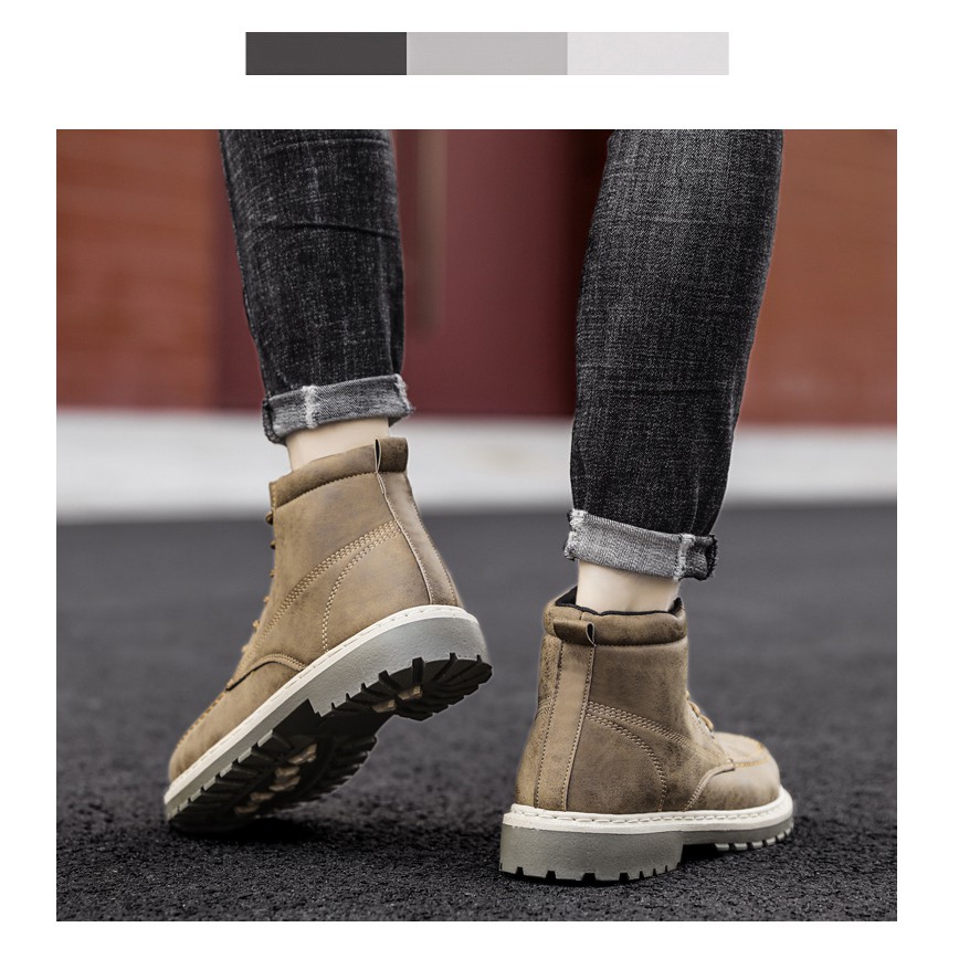 Giày Boots cao cổ nam da bò cao cấp đế khâu chắc trắn cực bền fashion phong cách đường phố Hàn Quốc siêu Hot NB-36 | BigBuy360 - bigbuy360.vn