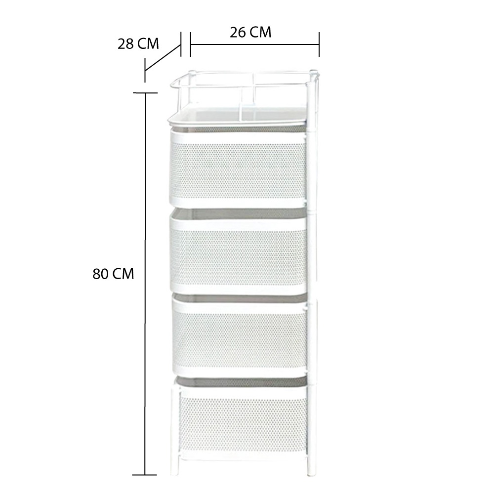 HomeBase KECH Kệ xoay đa năng vuông 4 tầng bằng thép W26xH80xD28cm màu trắng