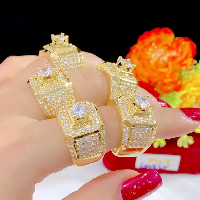 Nhẫn nam mạ vàng 18 đính đá nhân tạo cực sang