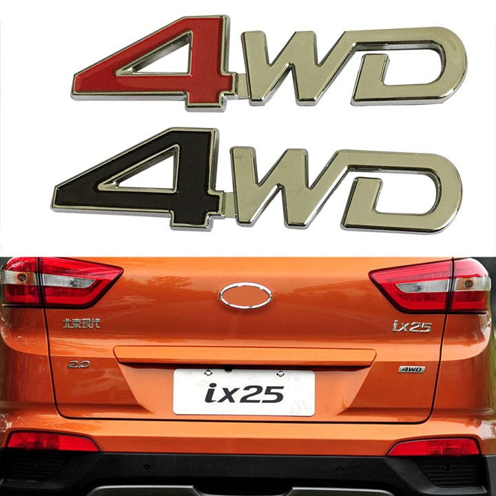 Tem Logo Chữ Nổi 4WD Dán Trang Trí Đuôi Xe Bán Ô Tô - HT