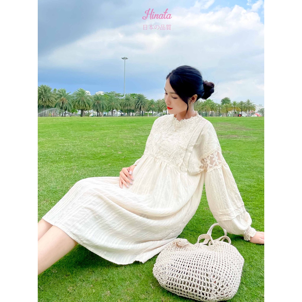 [TẶNG KÈM QUẦN LÓT] Đầm bầu phối ren HINATA - sang trọng thanh lịch DB015