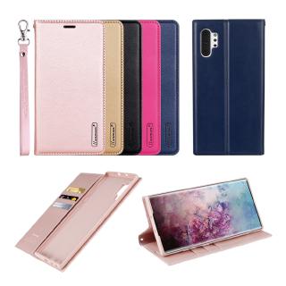 Hanman Flip Leather Case for Samsung S10 5G Note 10 Plus Note 9 Note 8 Card Holder Soft Silicone Case with Lanyard
