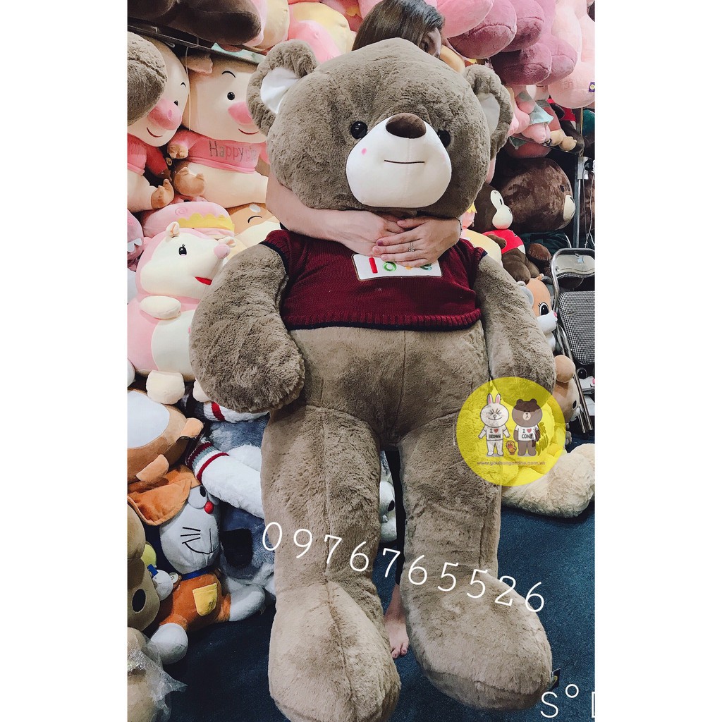 Gấu bông Teddy love 2 màu Nâu - Hồng kích thước 90cm-1m4 Buenoo