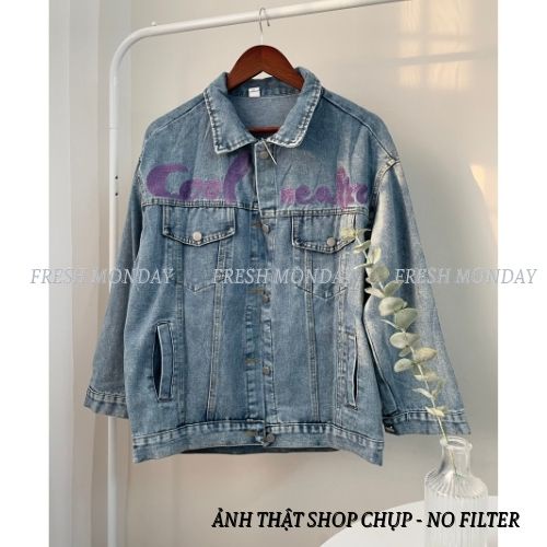 【ẢNH THẬT】Khoác bò thêu chữ tím Korea Style ⚡️ 𝐅𝐑𝐄𝐄 𝐒𝐇𝐈𝐏 ⚡️Cô nàng trẻ trung, trendy - Mã AB29