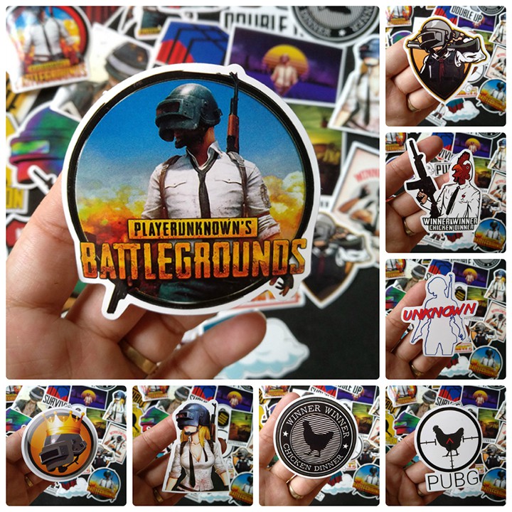 Sticker dán cao cấp chủ đề PUBG - Dùng dán Xe, dán mũ bảo hiểm, dán Laptop...