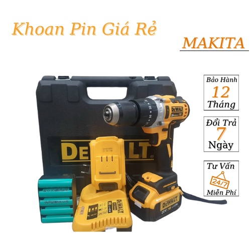 DEWALT- Máy khoan pin không chổi than 13mm - Khoan pin 3 chức năng- Pin 10 cell, lõi đồng 100% Hàng Cao Cấp