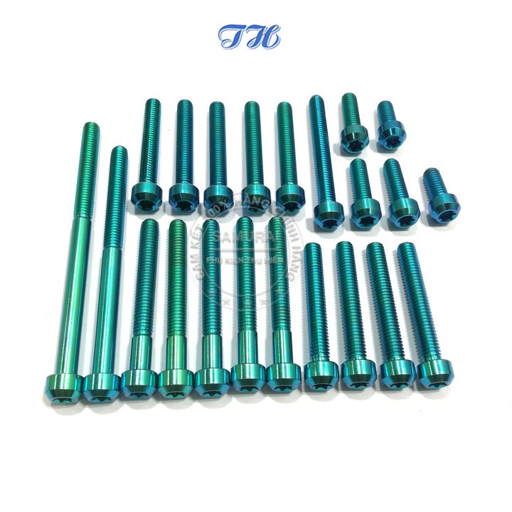 Full Bộ Ốc Gắn Lốc Máy Gr5 Cho Xe Exciter 150 màu titan, lục bảo ( 22 con )