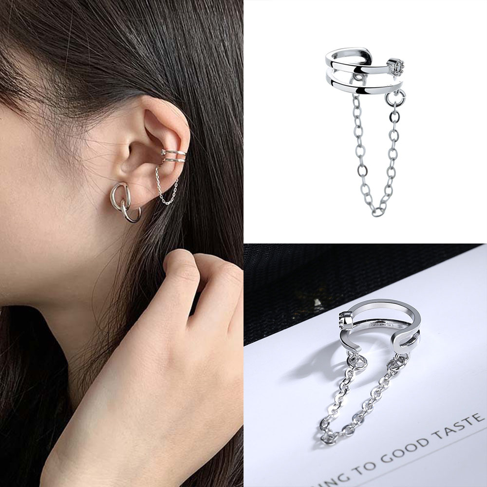 1PC Cool Personality Without Pierced Ear Bone Clip Trendy Chains Pendant Earrings Jewelry Women