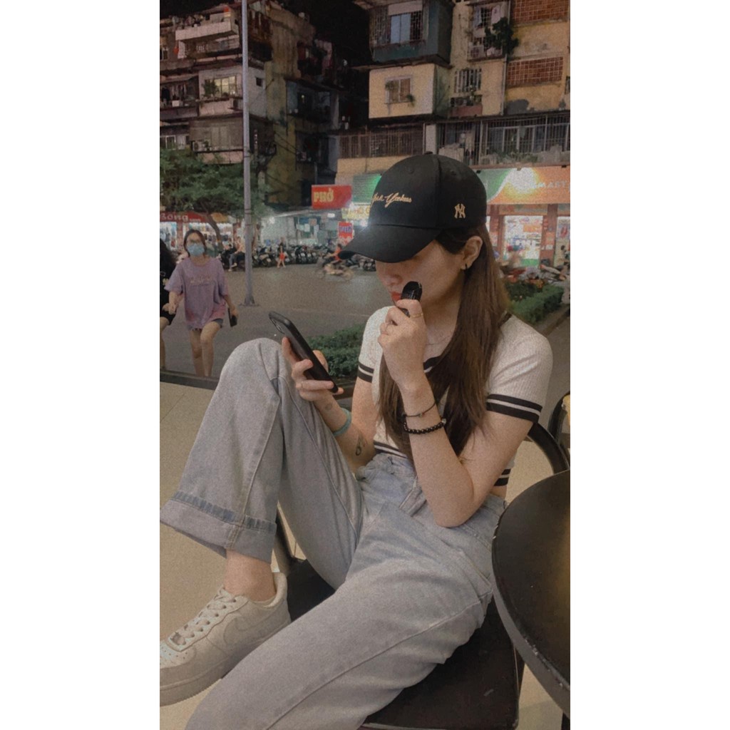 Mũ lưỡi trai NY thêu yankee đen logo thêu vàng Style hàn quốc dành cho cả nam và nữ Free size