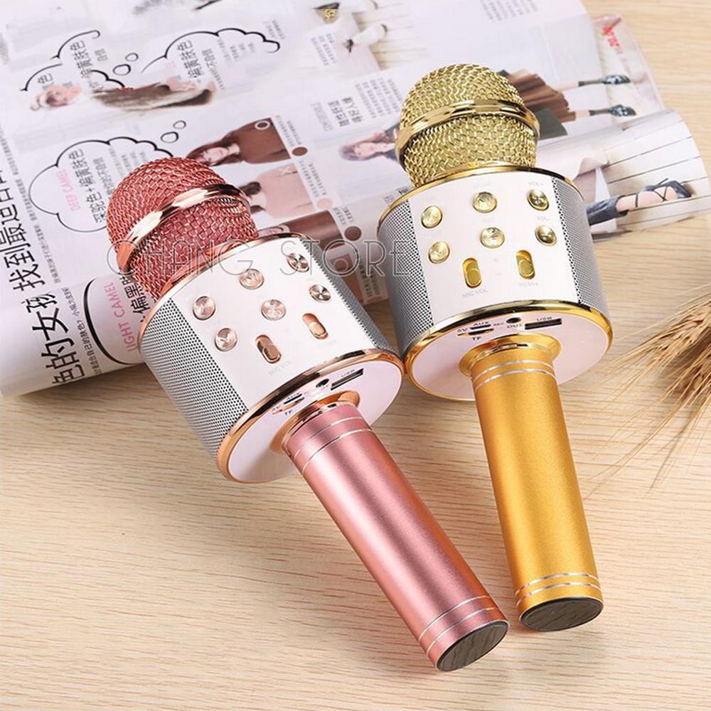 Mic Kèm Loa Bluetooth WS-858 Đa Năng 6 Trong 1 Hát Karaoke