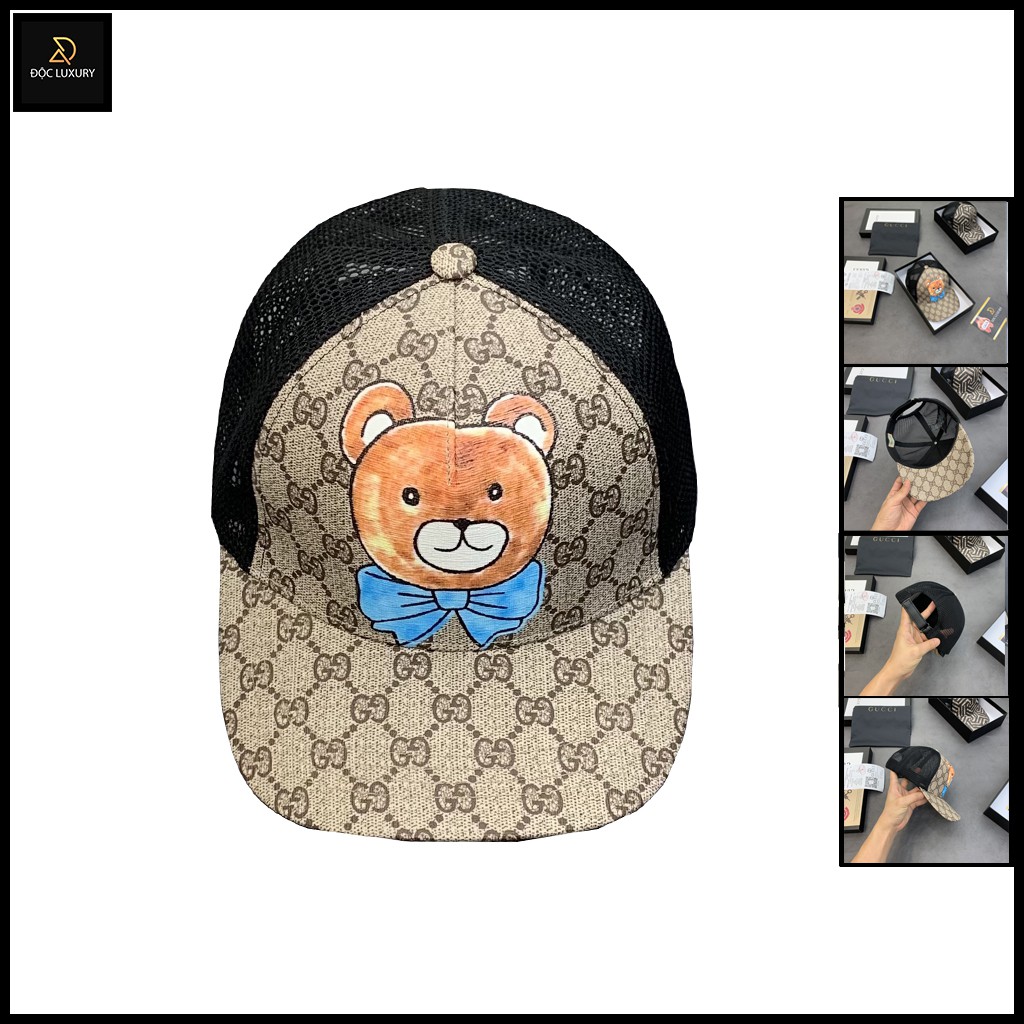Nón kết gucci, mũ lưỡi trai nam nữ hình gấu in đường chỉ sắc nét kiểu dáng phong cách GC-GAU02