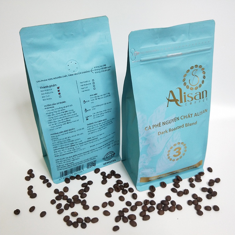 Cà phê Alisan số 3, Robusta/Arabica/Culi   rang mộc, rang xay nguyên chất