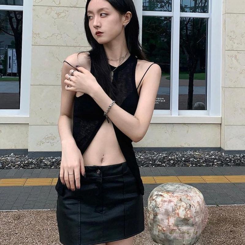 Áo Lưới Không Tay Cổ Tròn Màu Trơn Thời Trang Dành Cho Nữ