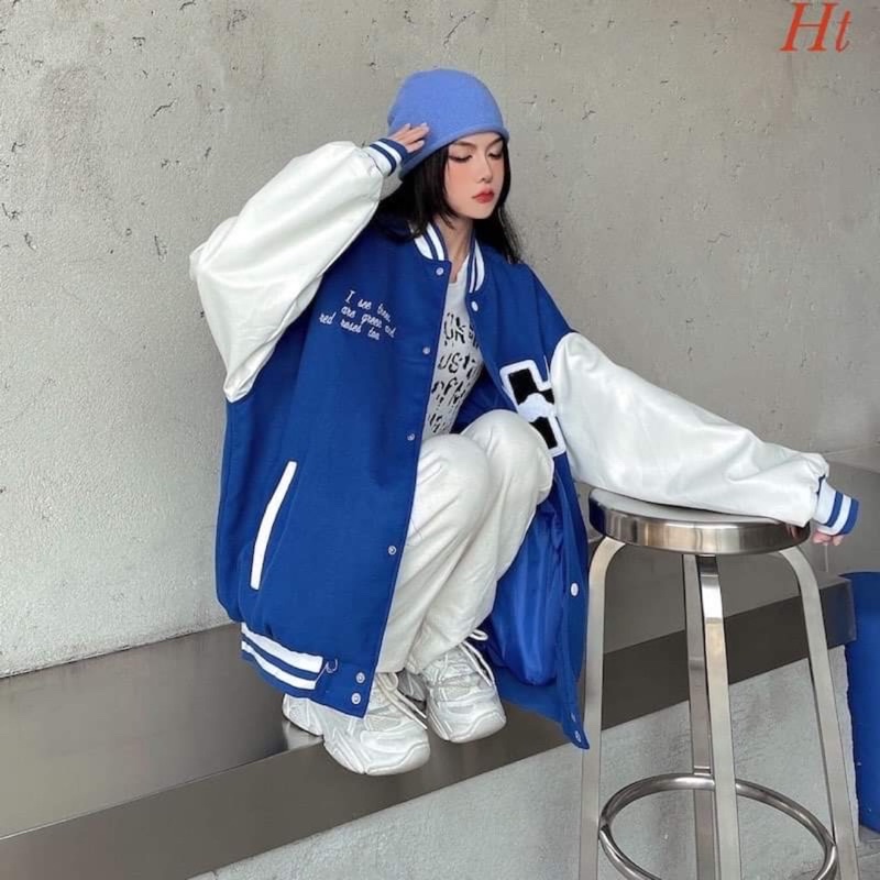 Áo khoác bomber phối tay H đám mây HT12