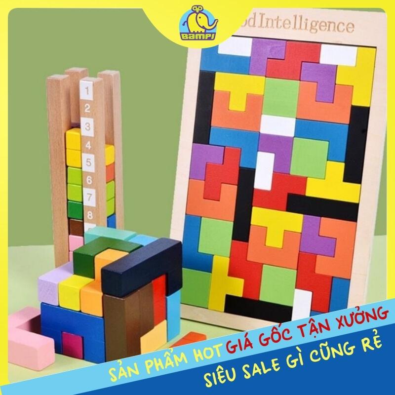 Đồ Chơi Xếp Gạch Size Lớn Bằng Gỗ Tetris, Ghép Nhiều Hình Đa Dạng Phong Phú, Phát Triển Khả Năng Tư Duy Của Các
