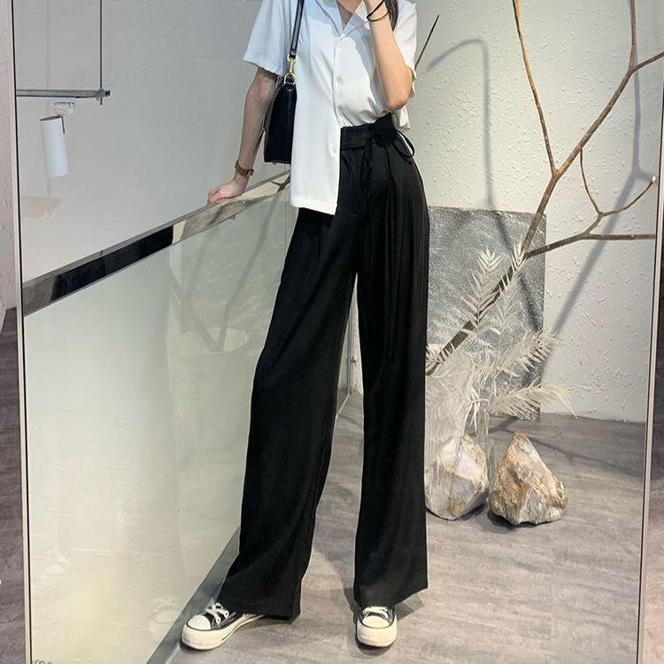 Quần dài lưng cao ống rộng thời trang mùa thu 2021