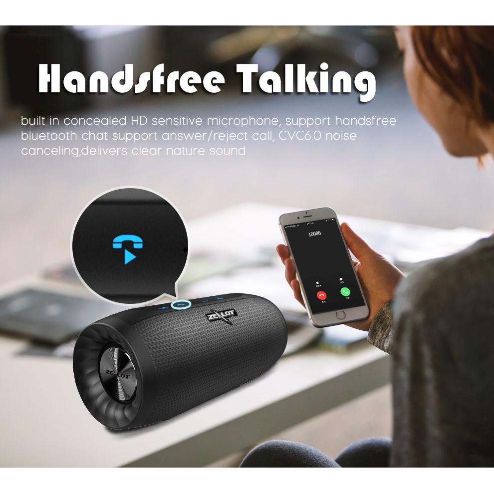 Loa Bluetooth Không Dây ZEALOT S16 Âm Thanh Siêu Trầm 3D Tích Hợp Micro