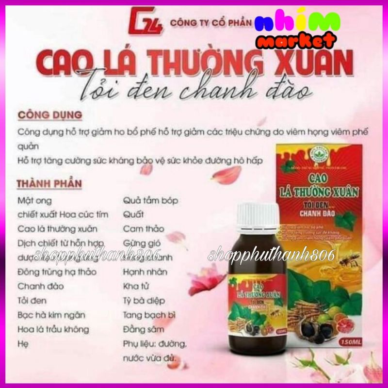 Cao lá thường xuân tỏi đen chanh đào (siro ho)