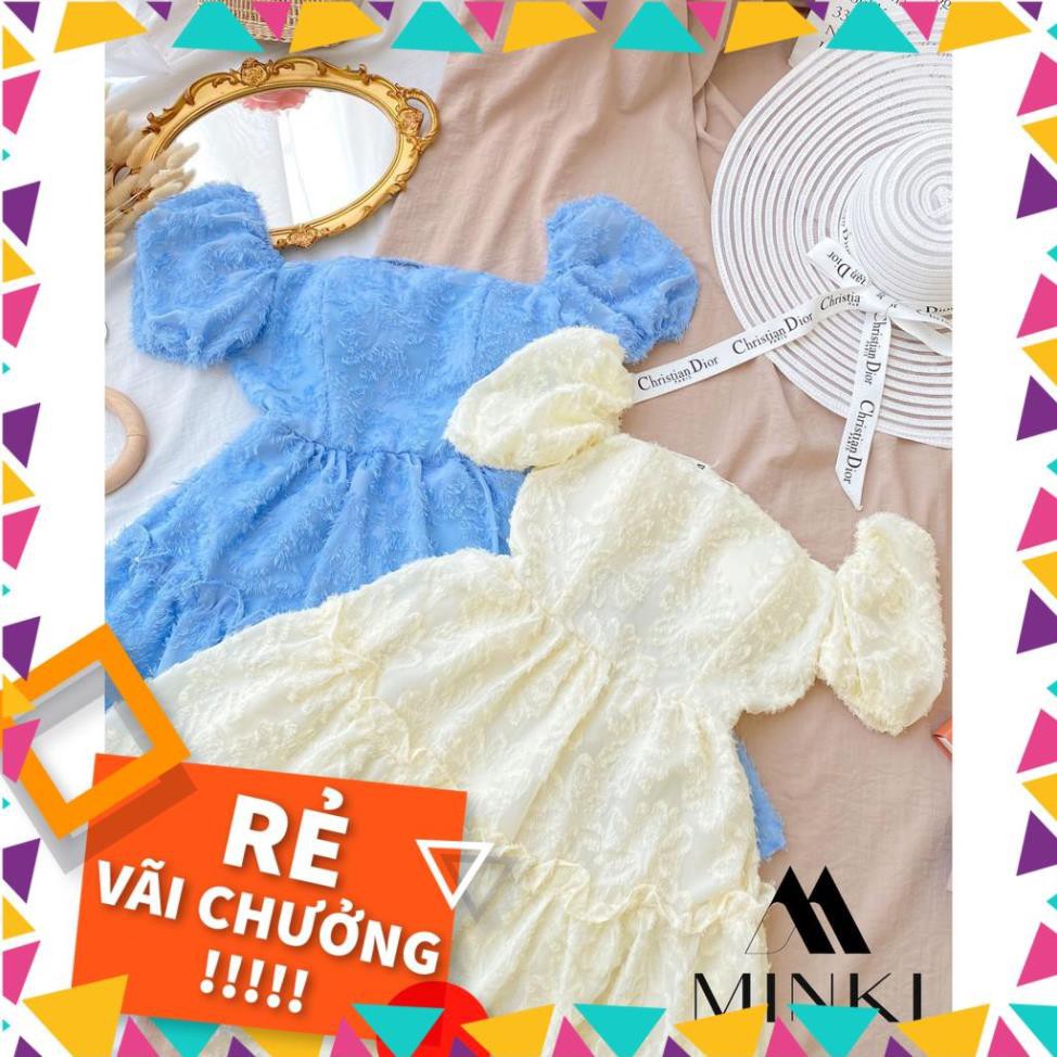 [SALE_SỐC_45%] VÁY ĐẸP HÈ 2021 - VÁY CỔ VUÔNG HỞ LƯNG - COTTON VỎ LÔNG VŨ - MÀU XANH -[THIẾT KẾ] [HOT] | BigBuy360 - bigbuy360.vn