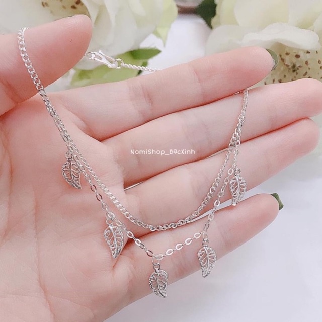 Lắc chân bạc kiểu dáng kép 2 tầng thời trang mới lạ độc đáo Mainomi Shop Bạc Xinh