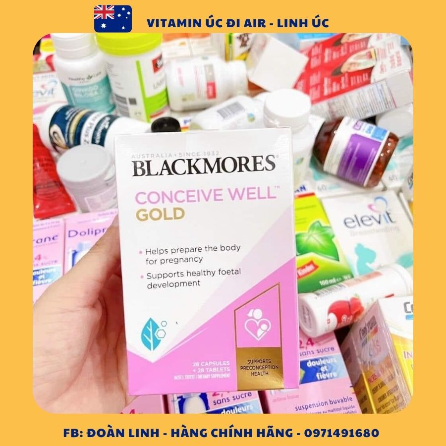 Viên Uống Tăng Thụ Thai Blackmores Conceive Well Gold Viên Uống Tăng Khả Năng Thụ Thai 56v, Hàng Chuẩn Úc Đi Air