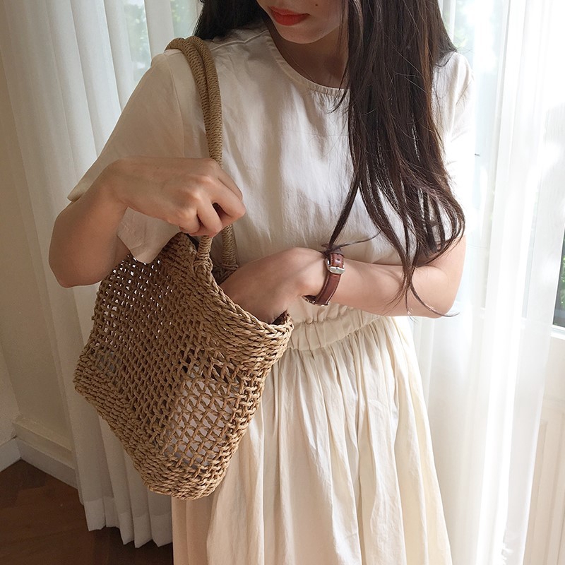 Túi xách nữ đan rơm sợi giấy kiểu dáng thời trang phong cách
