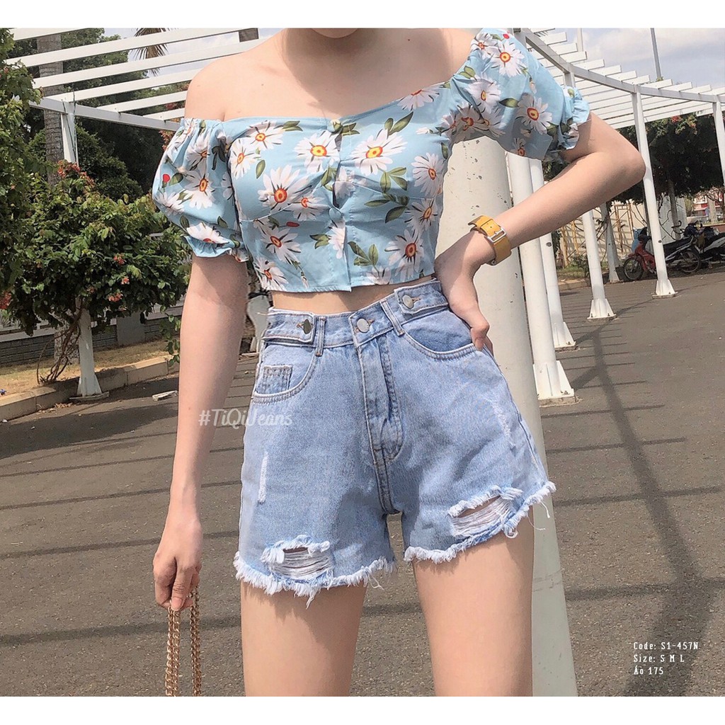 SALE Quần short jean nữ lưng cao - short bò nữ
