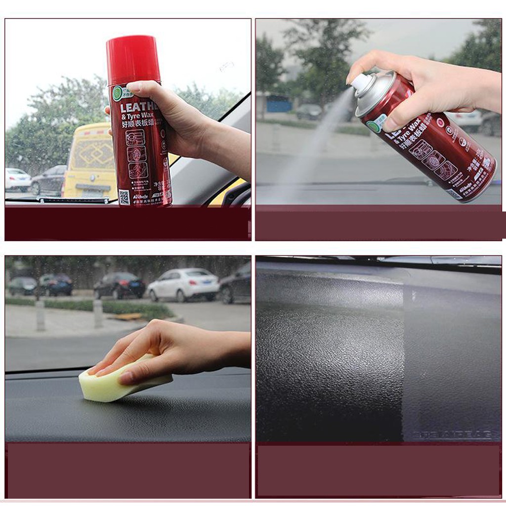 Chai xịt làm sạch làm bóng bảo dưỡng bề mặt da và lốp xe Haoshun LEATHER TYRE WAX 4 mùi vị 450ml