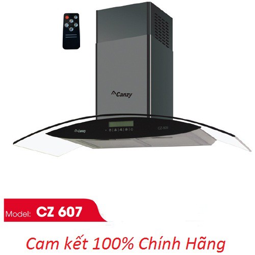 Máy hút mùi kính cong Canzy CZ 607 (Cảm ứng siêu nhạy, Máy siêu khỏe, Hút êm, Có điều khiển xa)