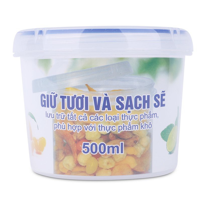 Sỉ 5 hộp nhựa tròn 2512 đựng thực phẩm [500ml/hộp]